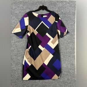 Eliza J Geometric Print Short Sleeve Shift Dress - Size US 16